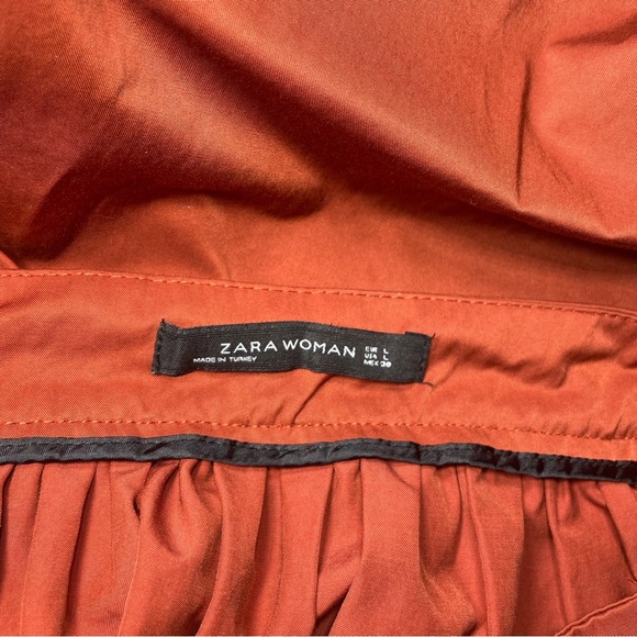 Zara Women’s Pleated Orange Skirt Size L - Picture 4 of 5
